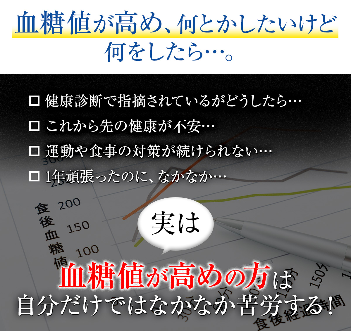 血糖値が高め、何とかしたいけど何をしたら…。