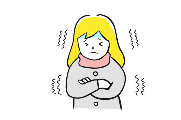 寒い場所にいる女性のイラスト