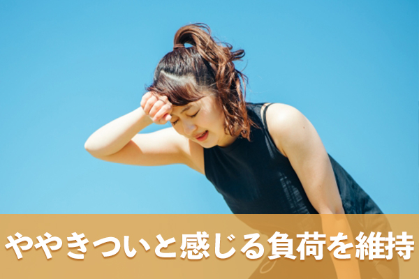 運動強度の指標であるボルグ指数を用いてややきついと感じる負荷を維持する